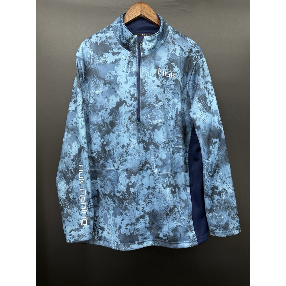 Huk Fishing Men's XL Blue Kryptek Camo 1/4 Zip Performance Pullover Jacket